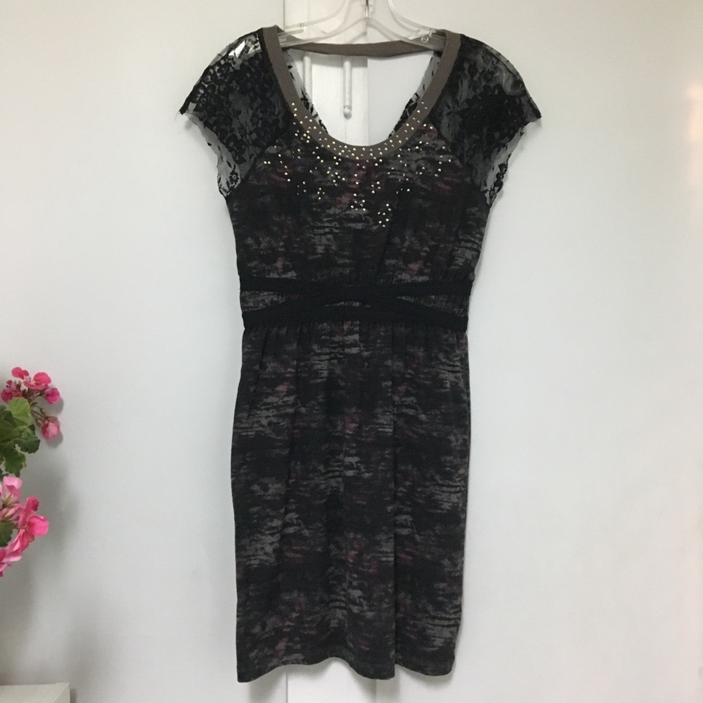 Free People black, gray & dark pink dress. Small